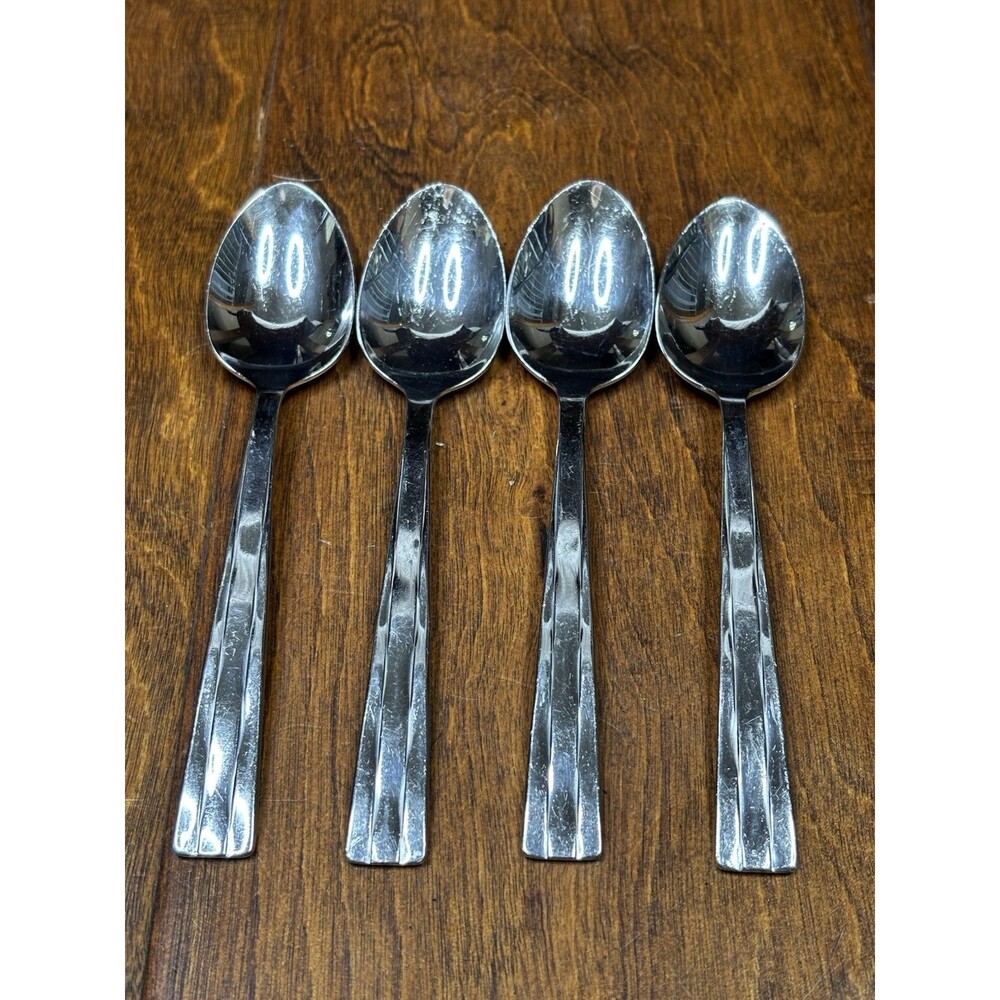 Oneida Camden Stainless Flatware 4 spoons 6 1/2" USA Glossy Teaspoon Spoons‎
